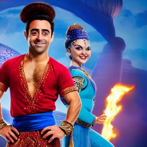 Image similar to HQ Still of Xavi Hernandez as the genie in Aladdin (2019)