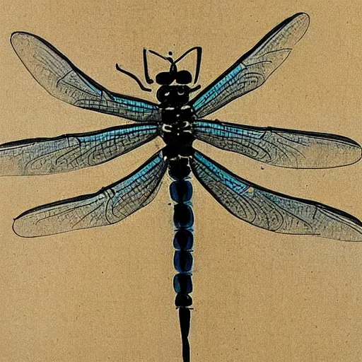 Image similar to a chinese painting of a dragonfly by qi baishi