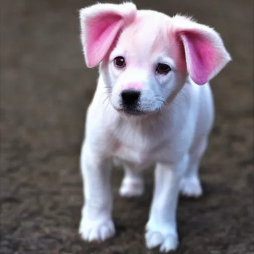 Prompt: an adorable pink puppy