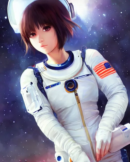 Prompt: portrait Anime astronaut girl cute-fine-face, pretty face, realistic shaded Perfect face, fine details. Anime. realistic shaded lighting by Ilya Kuvshinov Giuseppe Dangelico Pino and Michael Garmash and Rob Rey, IAMAG premiere