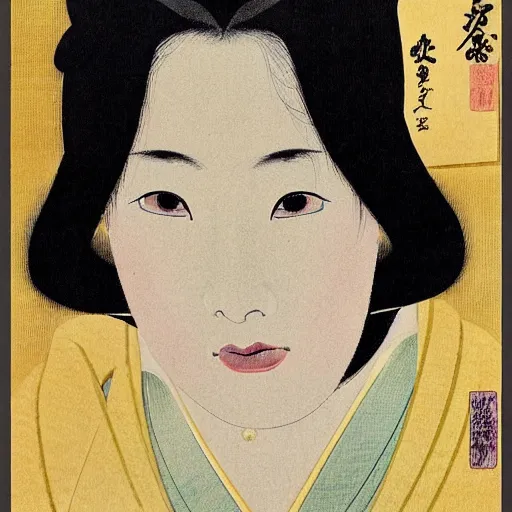 Image similar to portraite of a gorgeous devil woman portrait by ikenaga yasunari and ayana otake and ko rakusui, 6 0 s poster, drawing, realistic, sharp focus, japanese, dreamy, nostalgia, faded, golden hues,