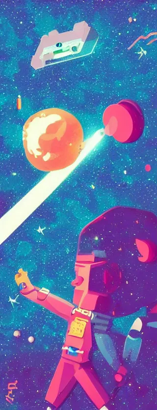 Image similar to “ lonely laser gun floating in space, digital art, super aesthetic, art station, cartoon novel style ”