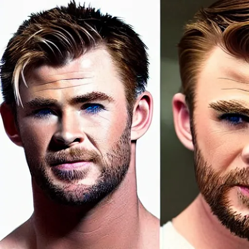 Prompt: chris hemsworth mixed with chris evans