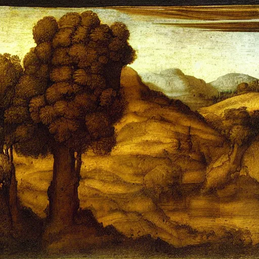 Prompt: Landscape, by Leonardo da Vinci.