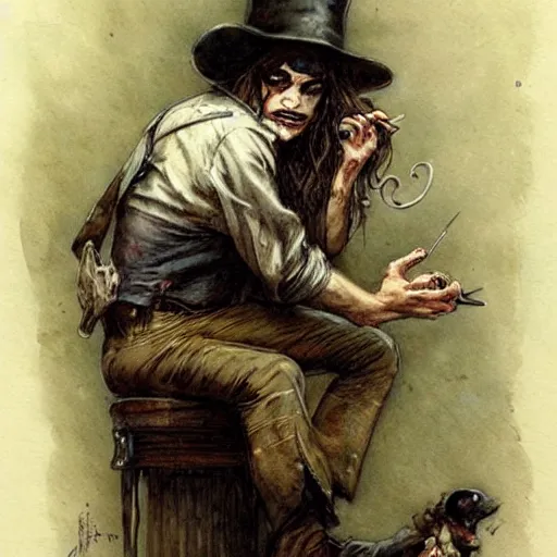 Prompt: ( ( ( ( ( van helping smoking a cigar, gothic, dark. muted colors. ) ) ) ) ) by jean - baptiste monge!!!!!!!!!!!!!!!!!!!!!!!!!!!