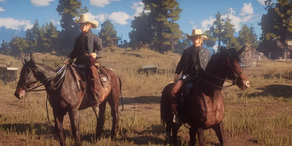 Image similar to cowboy bepop anime science fiction in red dead redemption 2