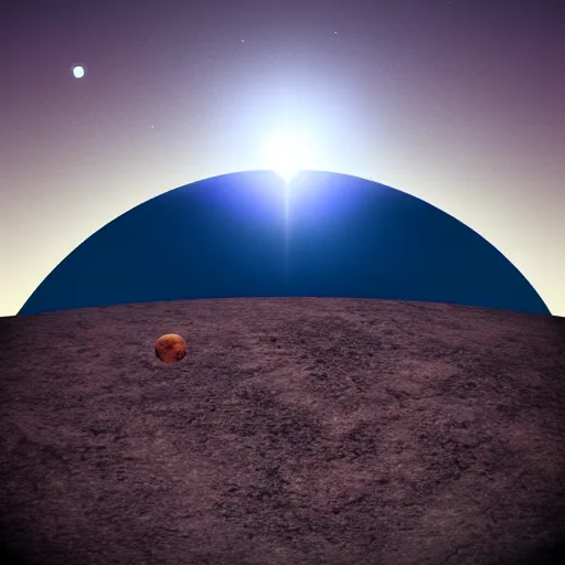 Image similar to blue sun above a colorless planet