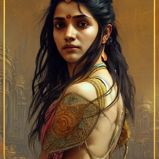 Image similar to south indian woman lower back, ultra realistic, concept art, intricate details, eerie, horror, highly detailed, photorealistic, octane render, 8 k, unreal engine. art by artgerm and greg rutkowski and alphonse mucha