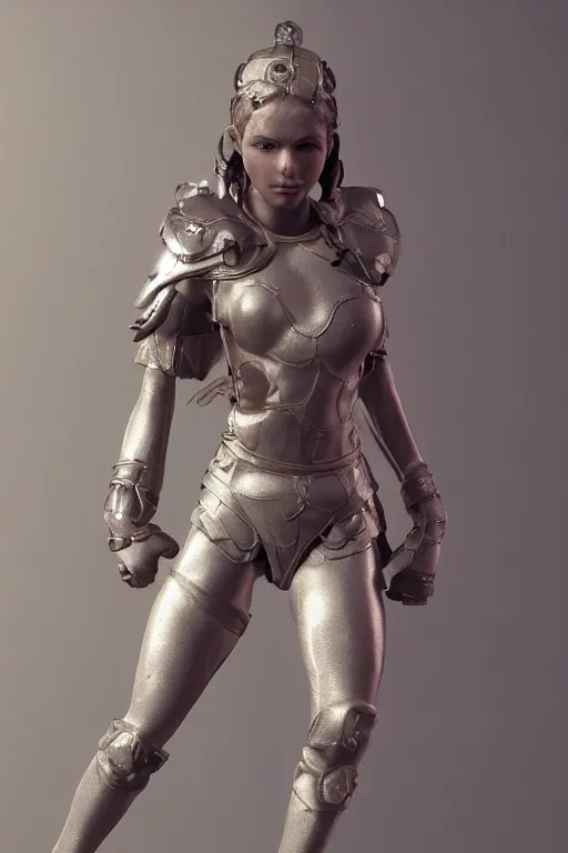 Image similar to a highly detailed sculpt of athletic girl in armor, cinematic light, featured on artstation, octane render, path tracing, sharp focus, 4 k