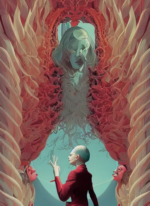 Image similar to poster artwork by Michael Whelan and Tomer Hanuka, Karol Bak of Laura's Secret Diary, from scene from Twin Peaks, clean