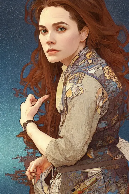 Prompt: portrait of rossa as an architect, highly detailed, digital painting, artstation, concept art, sharp focus, illustration, art by kittichai rueangchaichan and james gurney and alphonse mucha