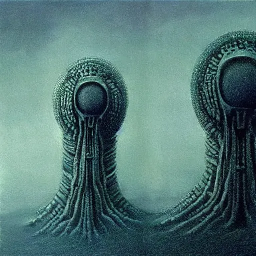 Image similar to a live action movie adaptation of giger's painting of an alien civilization, round organic structures, environment inspired by beksinski