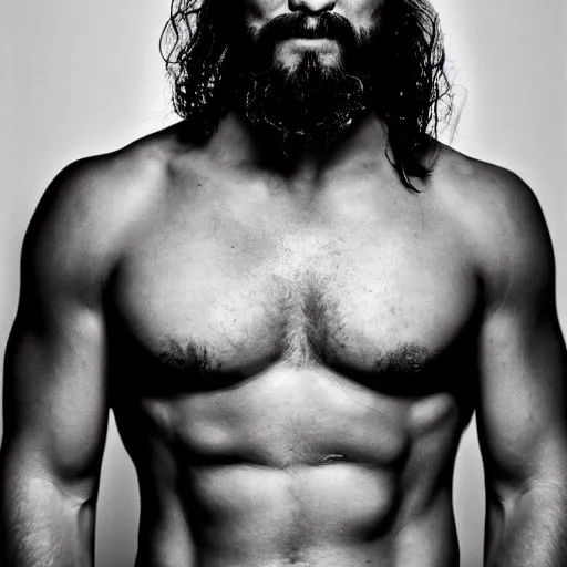Prompt: portrait of khal drogo from games of thrones, mascular, broad shoulder, tattooed body, six packs, symmetrical, nikon 3 5 mm photography, ultrarealistic