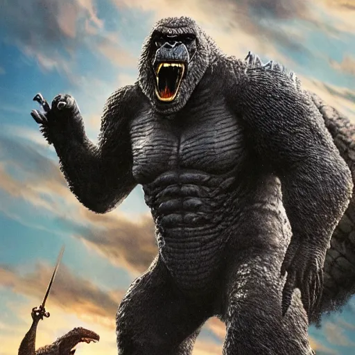 Prompt: godzilla fighting king kong in new york, detailed