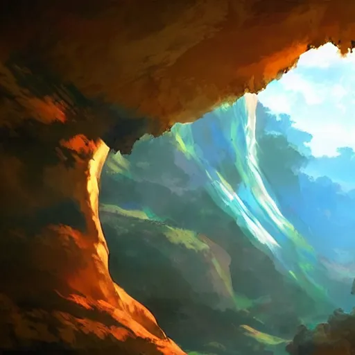 Prompt: a cave painting, by makoto shinkai