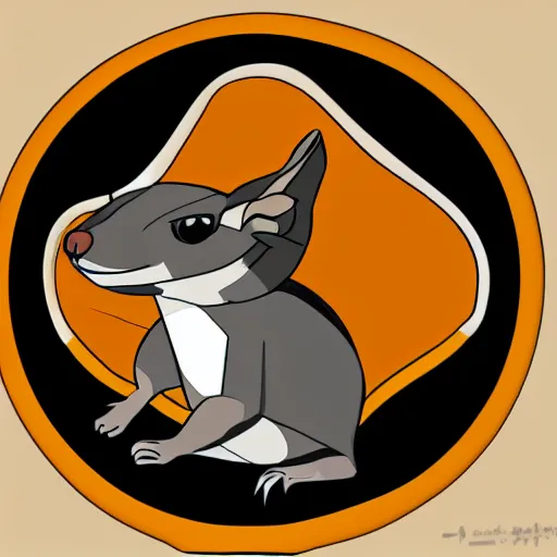 Image similar to circular logo of a stylized muad'dib jerboa from dune