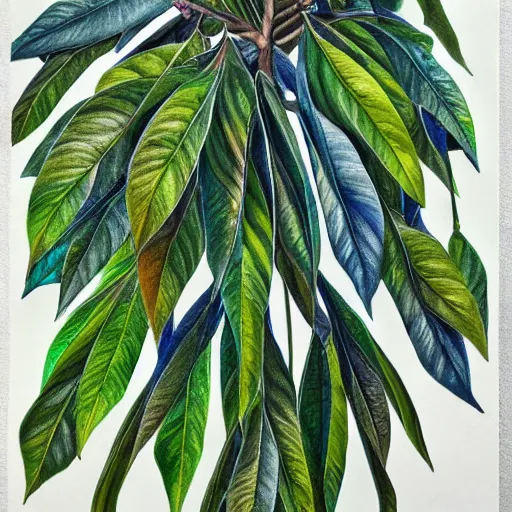 Image similar to Colored pencil art on paper, Mango tree, highly detailed, artstation, MasterPiece, Award-Winning, Caran d'Ache Luminance