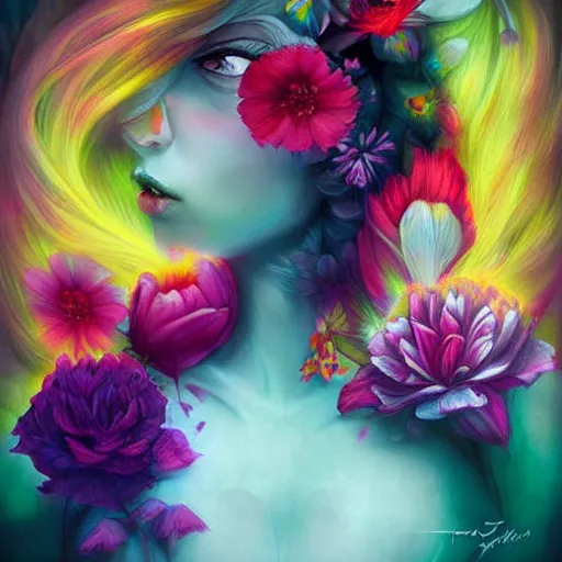 Prompt: flower vivid colors by Anna Dittmann