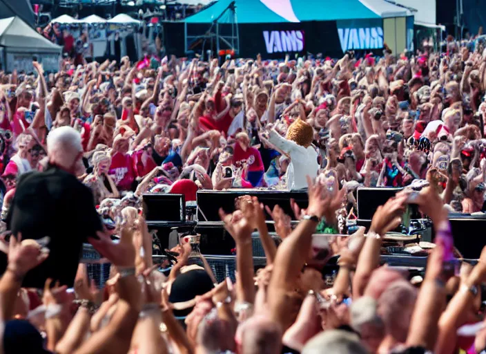 Image similar to photo still of queen elizabeth at vans warped tour!!!!!!!! at age 7 0 years old 7 0 years of age!!!!!!! throwing down in the mosh pit, 8 k, 8 5 mm f 1. 8, studio lighting, rim light, right side key light