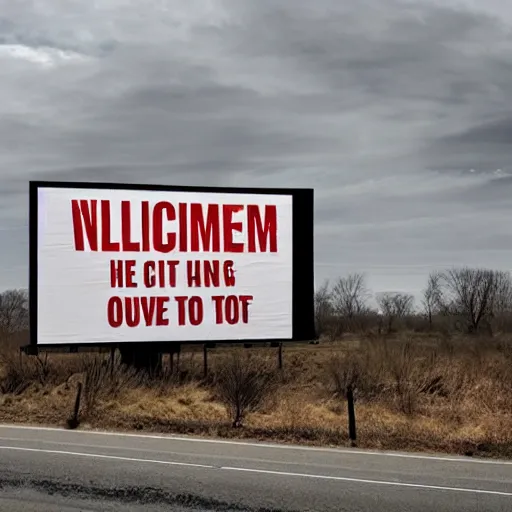 Image similar to ominous billboard warning of nuclear fallout