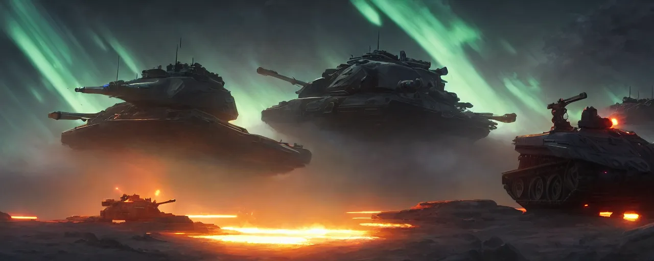 Image similar to tank the battlefield, epic scene, volumetric lighting futuristic, intricate, highly detailed, digital painting, artstation, concept art, cinematic, smooth, sharp focus, illustration, aurora borealis, unreal engine 5, 8 k, art by artgerm and greg rutkowski and alphonse mucha