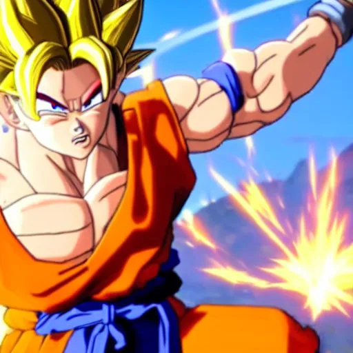 Image similar to still of goku from fortnite