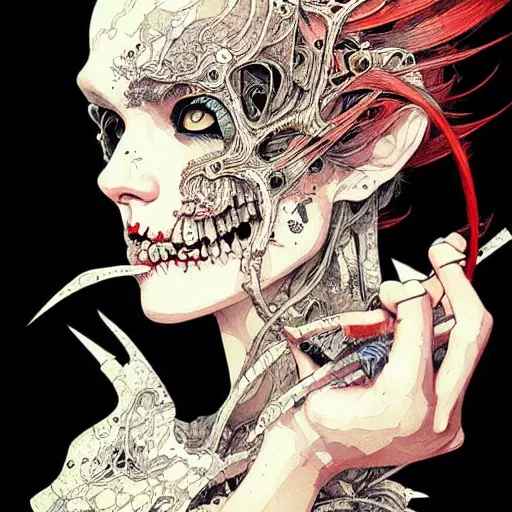 Image similar to portrait painted in ian mcque style drawn by vania zouravliov and takato yamamoto, inspired by skull, intricate acrylic gouache painting, high detail, sharp high detail, artstation