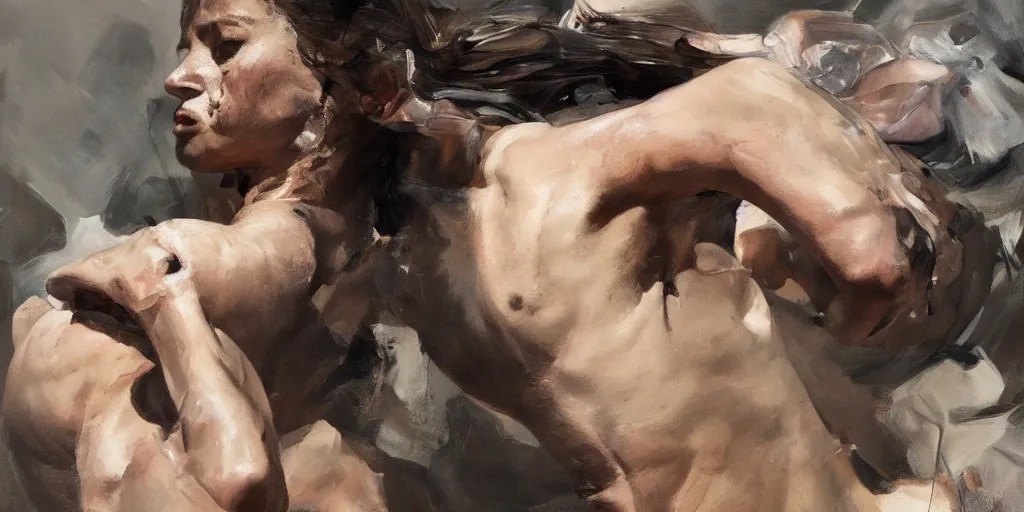 Image similar to highly detailed photography of a strong women fighting with rocks, sharp focus, dramatic scene, aesthetic, dynamic lighting, elegant, harmony, masterpiece, by jenny saville, by ben aronson, by james jean, by roberto ferri, by jeremy mann, by lucian freud, by kent williams, high quality