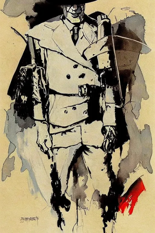 Prompt: Walter Joseph Kovacs aka Rorschach from the movie Watchmen painted by Norman Rockwell