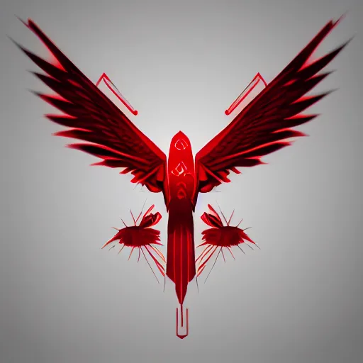 Image similar to 2 dimensional, vector, white eagle icon, red background, cgsociety, artstation, octane render