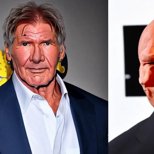 Image similar to Harrison Ford impersonating Dwayne Johnson