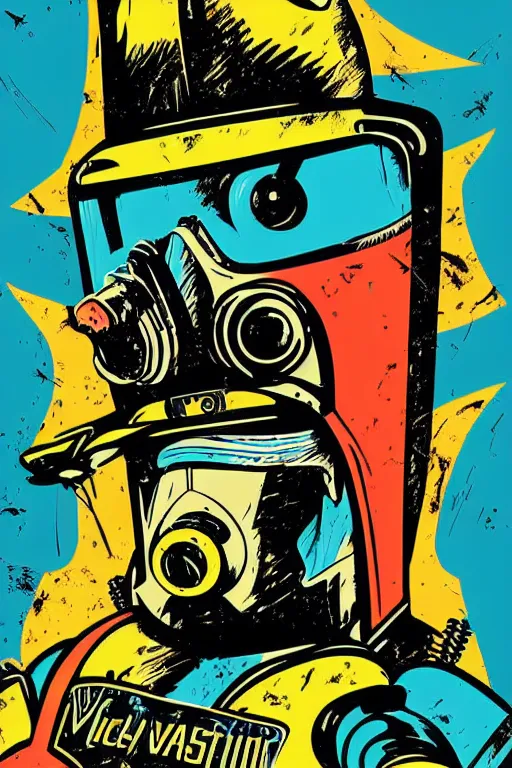 Image similar to fallout 7 6 retro futurist illustration art by butcher billy, sticker, colorful, illustration, highly detailed, simple, smooth and clean vector curves, no jagged lines, vector art, smooth andy warhol style