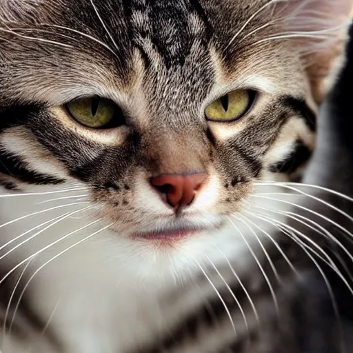 Prompt: closeup of a hissing cat with luxuriant fur, highly detailed photograph