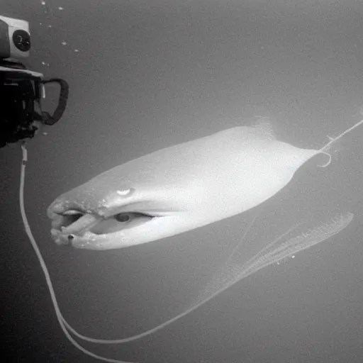 Prompt: underwater bigfin squid found footage real photography