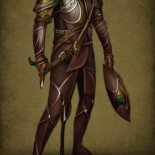 Image similar to male elven Archer armor made of leaves, epic fantasy digital art