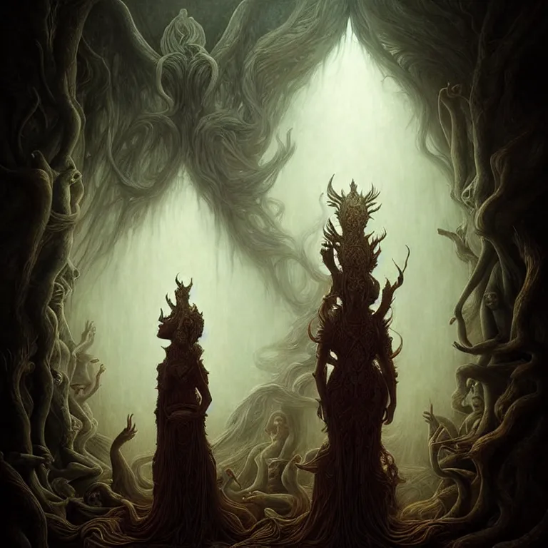 Image similar to epic professional digital art of insatiable gods, moderate atmospheric lighting, painted, intricate, detailed, foreboding, by leesha hannigan, wayne haag, reyna rochin, ignacio fernandez rios, mark ryden, iris van herpen, epic, stunning, gorgeous, much wow, cinematic, masterpiece.