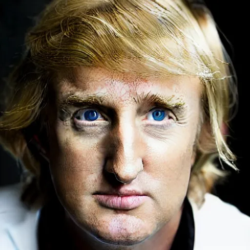 Prompt: close - up portrait of owen wilson as donald trump, studio photograph