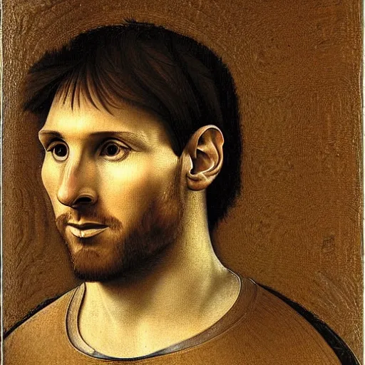 Image similar to a portrait of lionel messi by leonardo da vinci