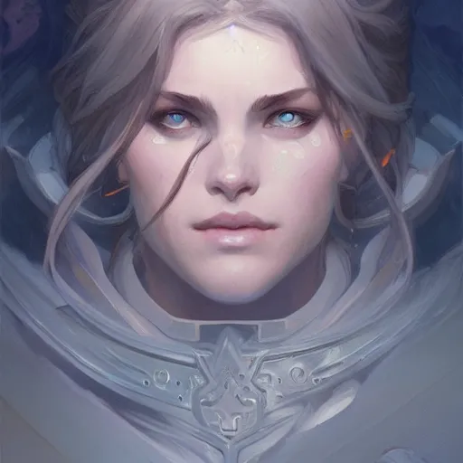 Image similar to portrait of a female paladin, D&D, fantasy, highly detailed, digital painting, artstation, smooth, sharp focus, illustration, art by artgerm and greg rutkowski and alphonse mucha