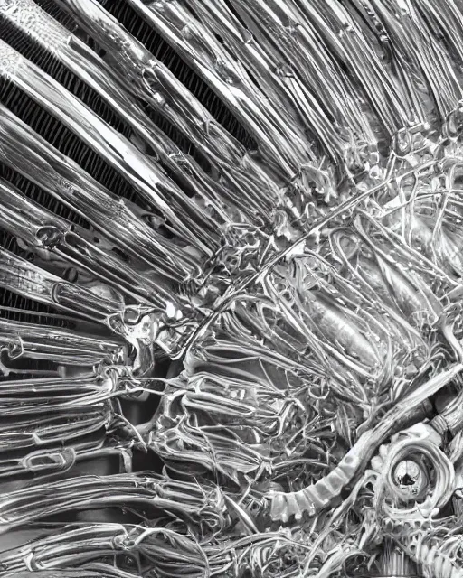 Image similar to comb by hr giger, biomechanical, isolated white background, 4 k, hyper detailed