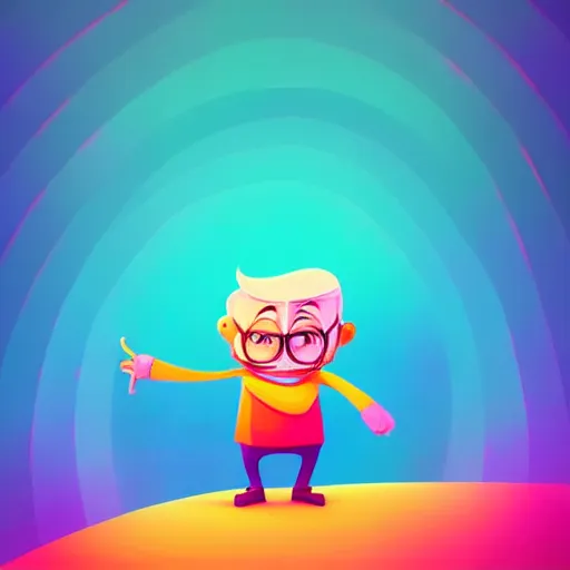 Image similar to curled perspective digital art of a cute smiling grandpa cartoon character with a photo camera by anton fadeev
