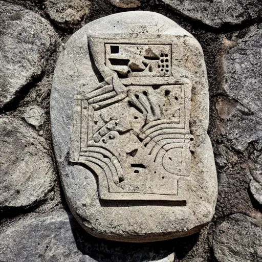 Prompt: ancient stone carving of an iphone