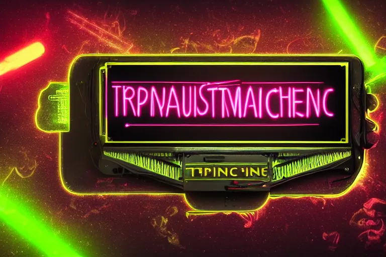 Image similar to photoshop mockup of a concert ticket, bandname is tripmachine, tour is invasion of the tripmachines, realistic digital art, 3 d render of a huge futuristic steampunk generator, 8 k, fluorescent colors, halluzinogenic, multicolored, exaggerated detailed, unreal engine