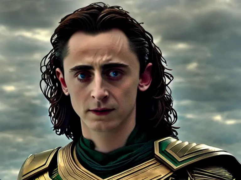 Image similar to timothée chalamet as loki in dune, cinematic