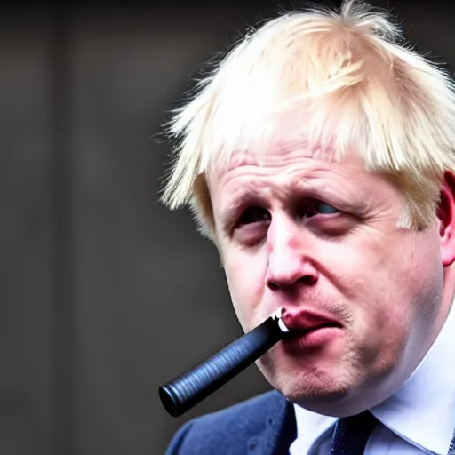 Image similar to medium shot photo of Boris Johnson smoking weed, 4k, ultra HD