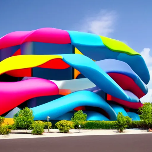 Prompt: Colorful DNA shaped building