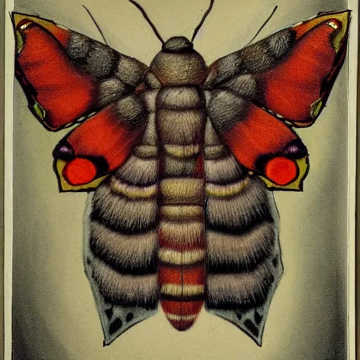 Image similar to hyperrealistic moth deity in the style of bosch