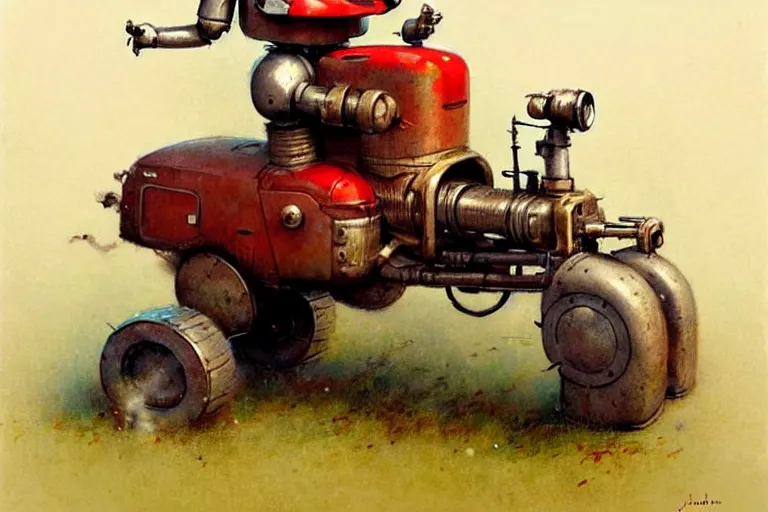 Image similar to adventurer ( ( ( ( ( 1 9 5 0 s retro future robot android fat mouse tractor. muted colors. ) ) ) ) ) by jean baptiste monge!!!!!!!!!!!!!!!!!!!!!!!!! chrome red