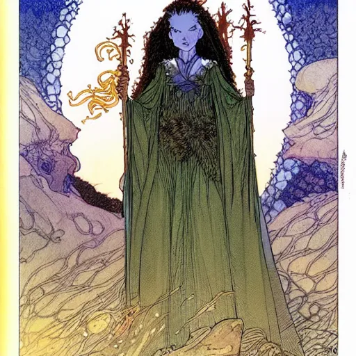 Image similar to a beautiful portrait of sanna!!!!! marin!!!!!, the young female prime minister of finland as a druidic wizard by rebecca guay, michael kaluta, charles vess and jean moebius giraud