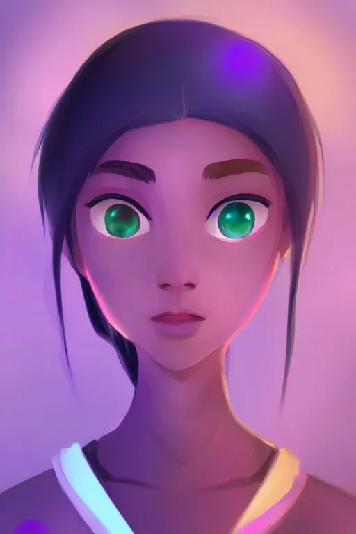 Image similar to Portrait of JaidenAnimations\'s cartoon avatar, abstract purple lighting, intricate, elegant, somber, highly detailed, digital painting, artstation, smooth, sharp focus, illustration